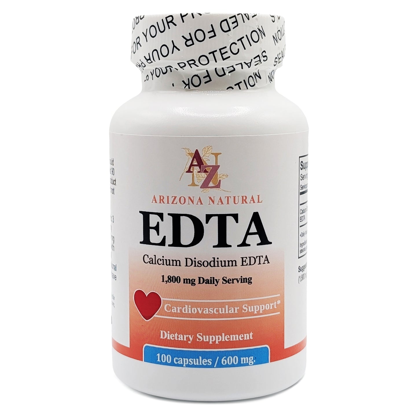 Supplement bottle labeled 'Arizona Natural EDTA' on a white background